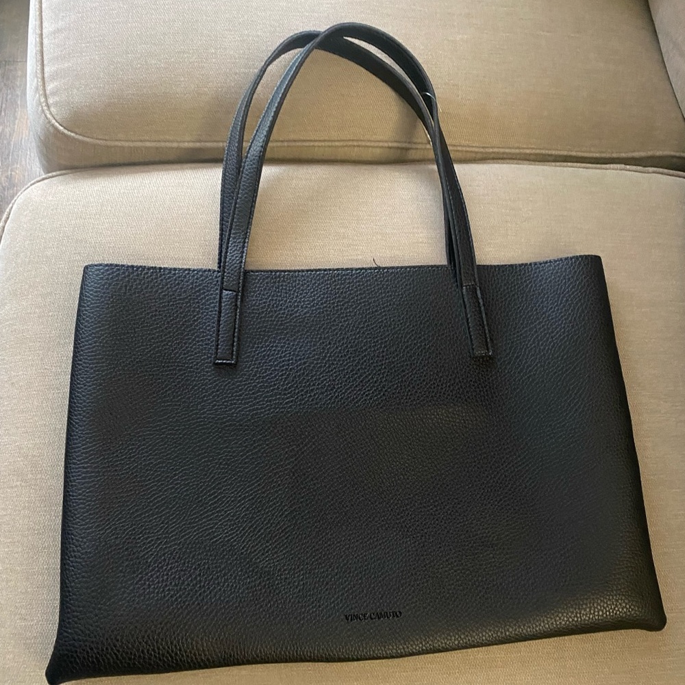 Vince Camuto faux leather tote bag black pleather